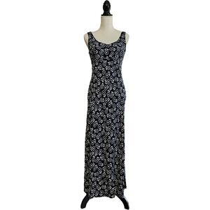 Vintage Y2K Rampage R-Wear Black Floral Sleeveless Maxi Dress Size 7 Whimsigoth